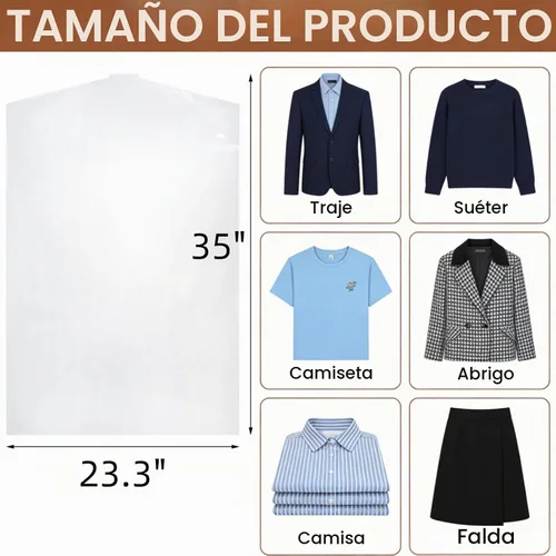 Vista 2 de AVLA Paquete de 50 bolsas de plástico para ropa, bolsas transparentes para colgar en seco, cubierta transparente para colgar ropa, bolsas