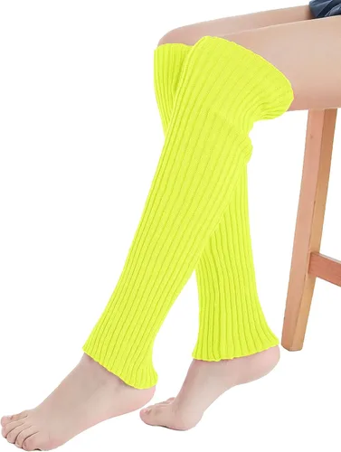 Vista 4 de Olreco Calentadores de piernas para mujer, calentadores de piernas de los años 80, calentadores de piernas de punto acanalado, accesorios
