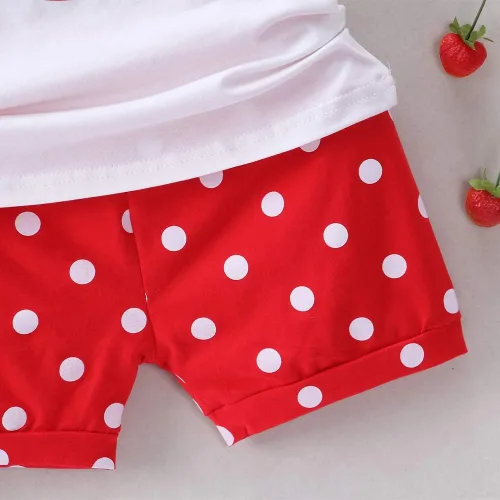 Vista 6 de MH-Lucky Conjunto de ropa para bebé niña de 2 piezas con camiseta + pantalones cortos