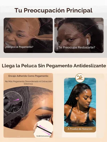Vista 8 de UNICE Adiós a los Nudos - Peluca de onda corporal 7x5, con encaje HD frontal precortado, pelo humano con cordón elástico de tracción, balayage