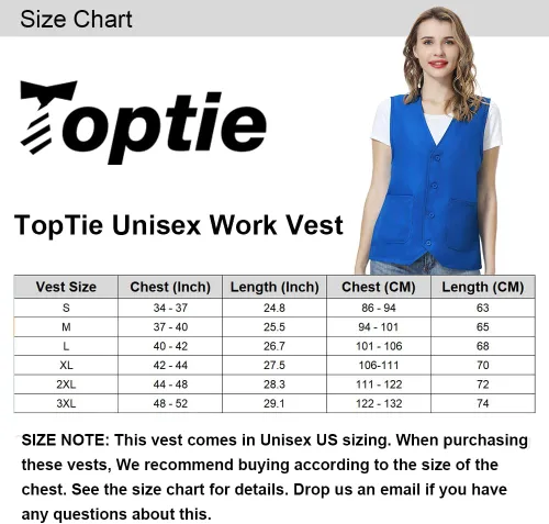 Vista 6 de TOPTIE Chaleco de trabajo personalizado Voluntario Actividad Supermercado Uniforme Unisex Chaleco
