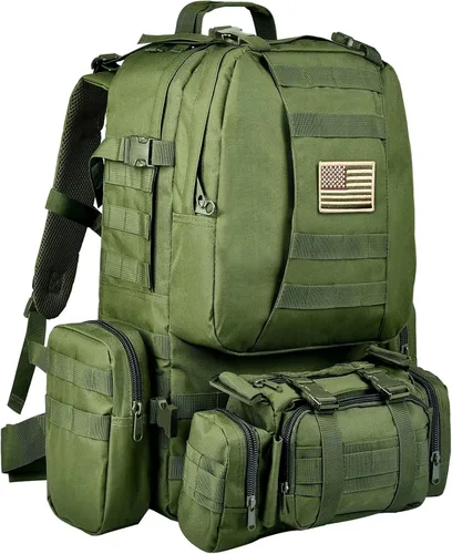 Vista 15 de CVLIFE Mochila táctica militar de asalto mochila Molle desmontable 01-negro con parche