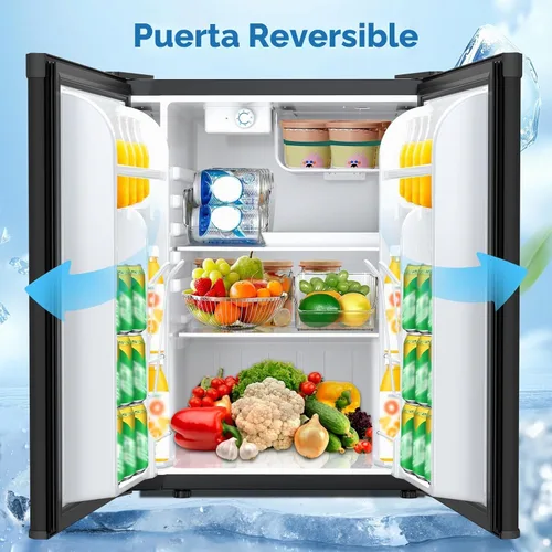 Vista 4 de Electactic Refrigerador compacto de 2.56 pies cúbicos con puerta individual reversible, NEGRO
