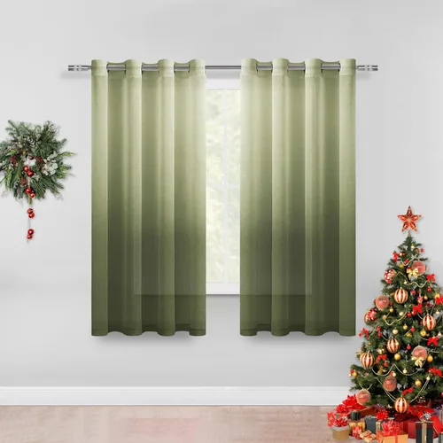 Vista 46 de DWCN Cortinas Transparentes Ombré - Cortinas de Lino Sintético con Gradiente Semi Voile con Ojales en la Parte Superior para Dormitorio y Sala