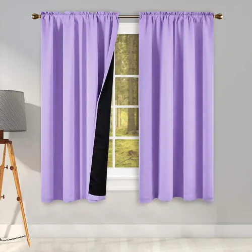 Vista 25 de KEQIAOSUOCAI Aqua - 100 cortinas opacas con forro negro para dormitorio, paneles de cortina totalmente opacas para sala de estar, cortinas aislantes