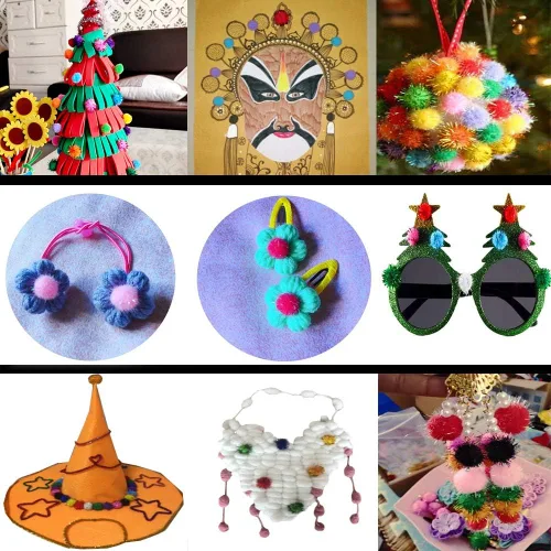 Vista 4 de Kbraveo 1000 pompones de purpurina de 1/2 pulgada para manualidades, pompones de purpurina multicolor