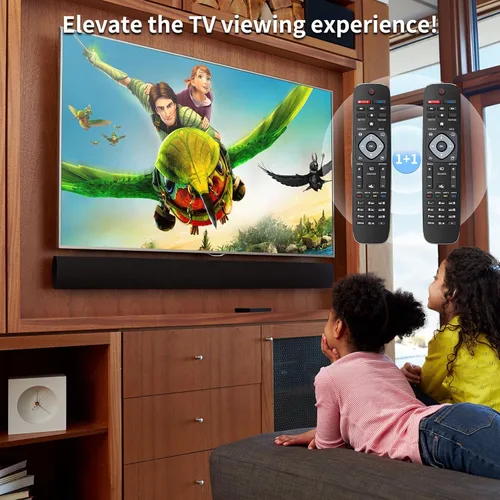 Vista 7 de Paquete de 2 para reemplazo remoto de TV Philips, compatible con todos los televisores inteligentes Philips LED/LCD/HDTV/UHD (NH500UP)