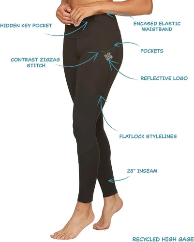 Vista 5 de EAFW Leggings Ablaze de poliéster reciclado ecológico con bolsillos para mujer