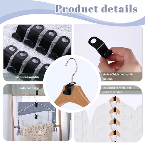 Vista 4 de MCPINKY Ganchos extensores de percha, 50 piezas de ganchos para colgar ropa, ganchos para colgar ropa, color negro
