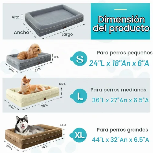 Vista 7 de Cama ortopédica impermeable de espuma viscoelástica XL antideslizante Beige1