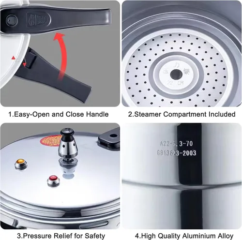 Vista 5 de Olla a presión, ollas a presión antiadherentes con capa al vapor de aleación de aluminio superabrasivo de gas superabrasivo y cocina de inducción
