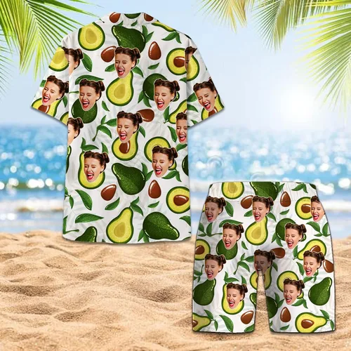 Vista 5 de The Mighty Myth Camisa unisex hawaiana tropical personalizada con cara personalizada Aloha camisa manga corta frutas florales camisas S-5XL