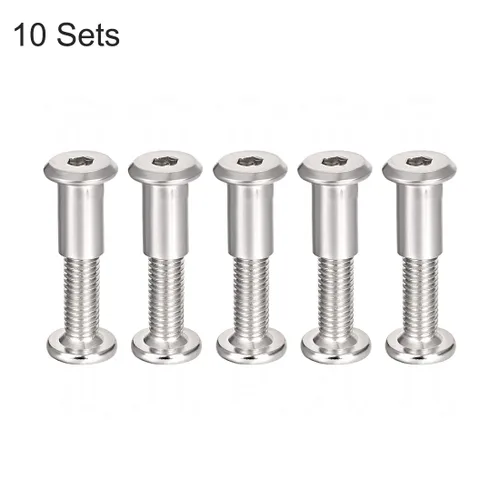 Vista 4 de uxcell Poste de tornillo apto para 3/8 pulgadas de diámetro de agujero, macho M8x30mm hebilla de cinturón, pernos de encuadernación de cuero