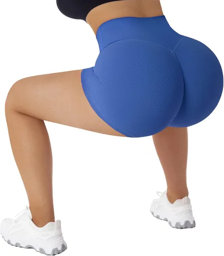 Vista 4 de MOOSLOVER Pantalones cortos de ciclismo acanalados sin costuras para mujer, con levantamiento de glúteos, cintura alta