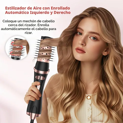 Vista 7 de Cepillo de soplado 2 en 1, cepillo de aire caliente de 1200 W y voluminizador con 2 accesorios, cepillo secador de pelo ligero para secado rápido