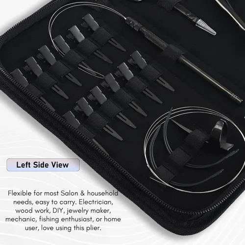 Vista 5 de El kit de herramientas de extensión de cabello incluye 2 alicates de prensado de microeslabones con microperlas, 12 clips de seccionamiento