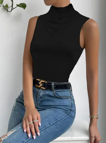 Vista 4 de LilyCoco Camisetas sin mangas a rayas para mujer, camisetas clásicas de ajuste holgado