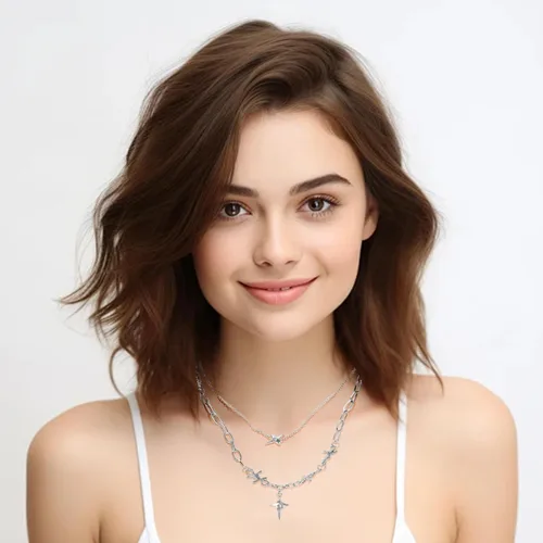 Vista 88 de Y2k - Collar irregular con dije de estrella, piedra de luna, diseño de cadena de moda, joyería de plata picante para mujer