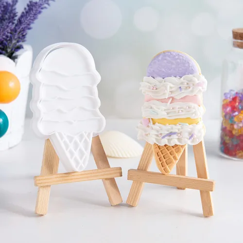 Vista 5 de Cortadores de galletas de helado con sello 3D PLA para decoración de pasteles de cocina, carrito, formas de paletas para niños, 3.5 pulgadas, sellos