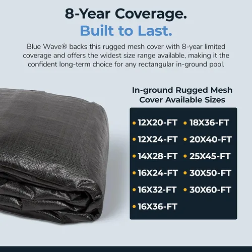 Vista 7 de Defender Cubierta para alberca enterrada, de malla resistente, rectangular, para invierno., Negro