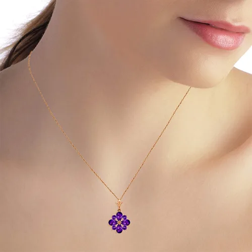 Vista 4 de Galaxy Gold GG 14k Yellow White Rose Gold Necklace with Natural Amethysts