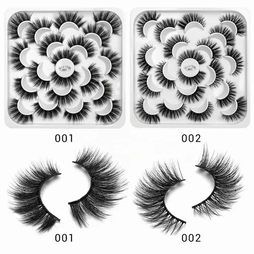 Vista 5 de DYSILK - 10 pares de pestañas de visón 6D, pestañas postizas dramáticas de volumen grueso pestañas postizas naturales suaves extensión maquillaje