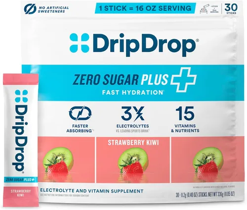 Vista 10 de DripDrop Hydration Zero Sugar - Paquetes de electrolitos, melocotón, 30