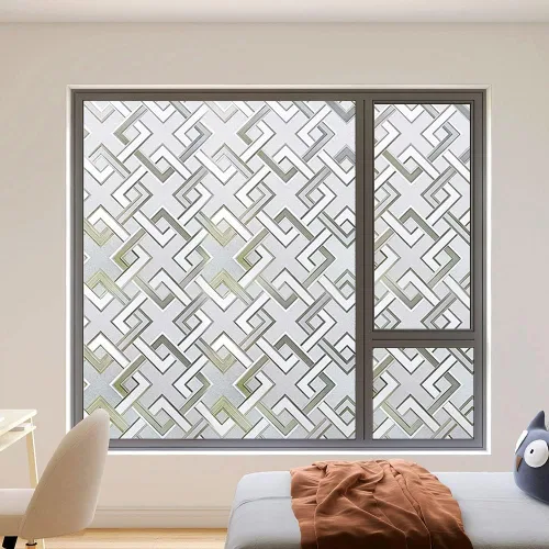 Vista 3 de Película de privacidad esmerilada para ventana, vinilo 3D, bloqueo UV, adherencia estática, sin pegamento (17.5 x 157.4 pulgadas)