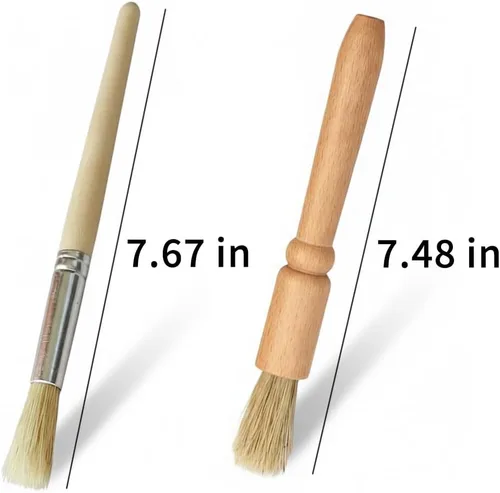 Vista 2 de 2 piezas de cepillo de limpieza para molinillo de café, mango de madera y cerdas naturales, cepillo de espresso para polvo de madera, accesorios