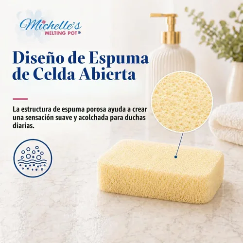 Vista 3 de Michelle's Melting Pot Esponja de baño de espuma para ducha, 3 unidades (amarillo suave)