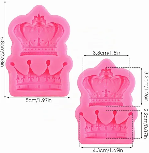 Vista 2 de Paquete de 2 moldes de silicona para fondant de corona, moldes de silicona para chocolate