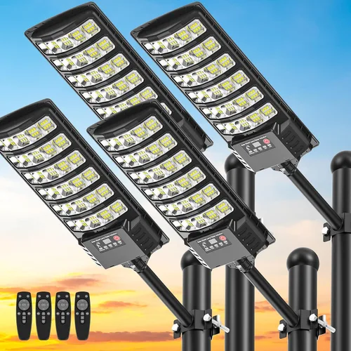 Vista 12 de Farolas solares impermeables para exteriores, 6500K 320°, gran angular, luz solar de estacionamiento 5730LED con sensor de movimiento y control