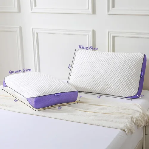 Vista 8 de HOMELAB Almohada ajustable de espuma viscoelástica triturada tamaño Queen, almohada de cama refrescante para dormir con funda extraíble, almohada