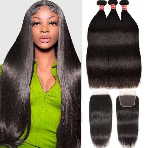 Vista 10 de Manojos de cabello humano lacio de 16, 18, 20 pulgadas, 12A, extensiones de cabello humano virgen brasileño 100% sin procesar, extensiones