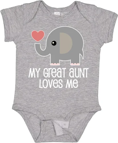 Vista 8 de inktastic Body para bebé Great Aunt Loves Me Elefante 0040 Negro