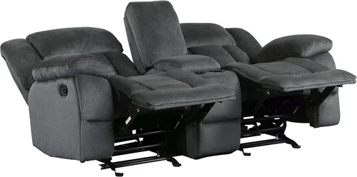 Vista 7 de Homelegance Laurelton - Sofá reclinable de microfibra de 79 pulgadas con consola, color gris