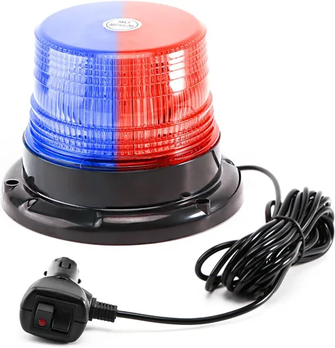 Vista 8 de Luces de baliza estroboscópicas ámbar con base magnética, barra de luz mini de emergencia de flash de seguridad de 12-24V para camiones, vehículos