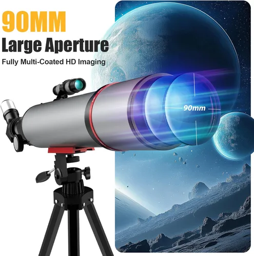 Vista 9 de Telescopios de 3.543 in para astronomía de adultos, telescopios de alta