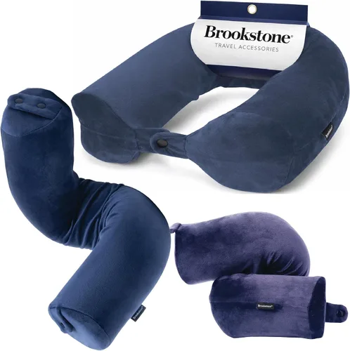 Vista 8 de Brookstone Free Form Almohada de Viaje - Almohada de Cuello de Viaje de Espuma Viscoelástica Ligera y Flexible para Dormir, Automóvil, Avión y Gris