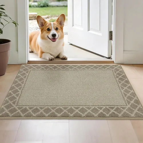 Vista 20 de BEQHAUSE Tapete para puerta atrapador de suciedad, antideslizante, absorbente, de bienvenida, de bajo perfil, lavable, para patas fangosas, entrada