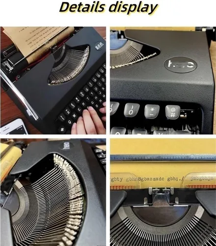 Vista 3 de Máquina de escribir manual clásica, máquina de escribir manual vintage con cinta de tinta, máquina de escritura mecánica retro, para oficina en casa