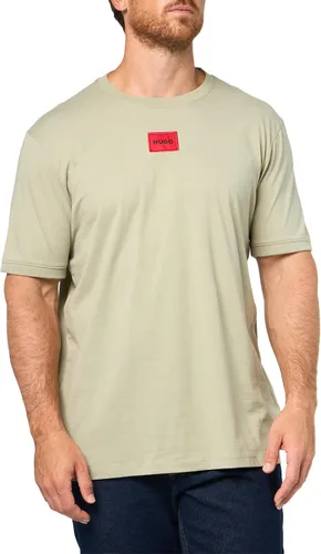 Vista 24 de Hugo Mens Ribbed Crew Neck Regular Fit Center Logo T-Shirt Blanco (Chalk White)