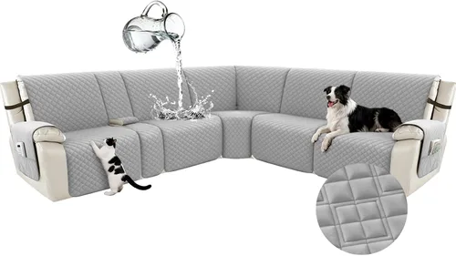 Vista 17 de Arfntevss Fundas para sofá seccional reclinable para sofá seccional en forma de L, funda antideslizante lavable para sofá reclinable con forma de L