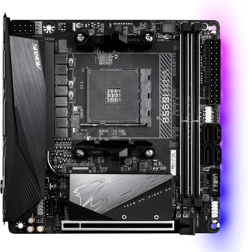 Vista 2 de GIGABYTE Placa base B550I AORUS PRO AX AMD AM4 ITX, soporta Ryzen 5000/4000/3000 Series, DDR4, 6+2 Power Phase, 2X M.2, PCIe 4.0, USB-C, WiFi 6, LAN