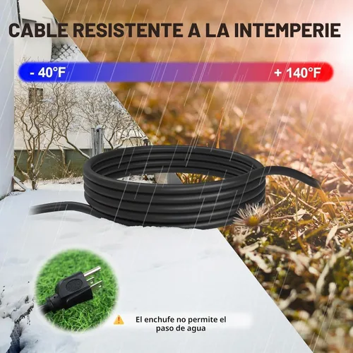 Vista 5 de EP Cable de extensión para exteriores de 6 pies, 16/3 SJTW, 3 tomas de corriente eléctrica, negro Enchufe a tierra de 3 puntas, para luces