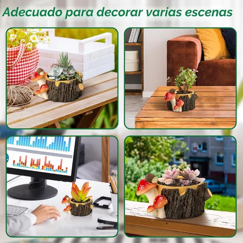 Vista 6 de Macetas para Suculentas con Forma de Erizo con Orificio de Drenaje, Macetas para Plantas de Interior/Cactus/Suculentas, Maceta de Interior Regalo