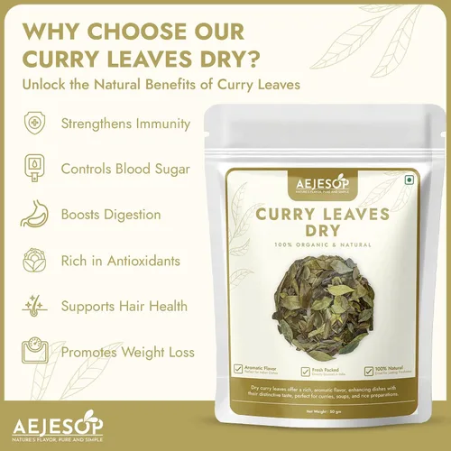 Vista 3 de AEJESOP Curry Leaves dried, Curry Leaf from India, 1.76oz(50 g)