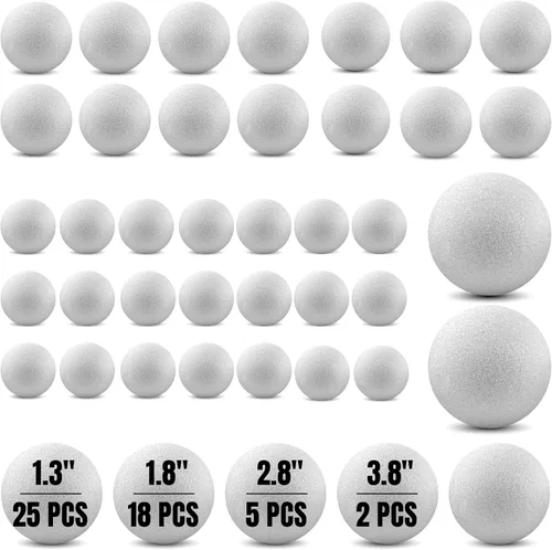 Vista 24 de Hygloss Bolas redondas de espuma para manualidades 6 piezas de espuma blanca de 3.8 pulgadas (XPS) para artes, pequeñas bolas de espuma