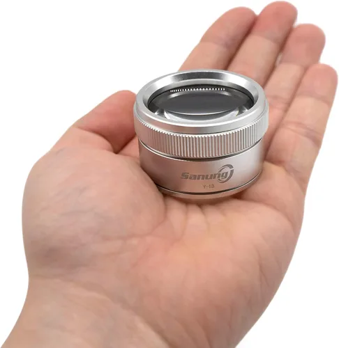 Vista 4 de Sanung Lupa óptica 30X, lupa de lectura de aleación de zinc Y-18 con doble lente de vidrio blanco, lupas de joyería de alta definición para leer