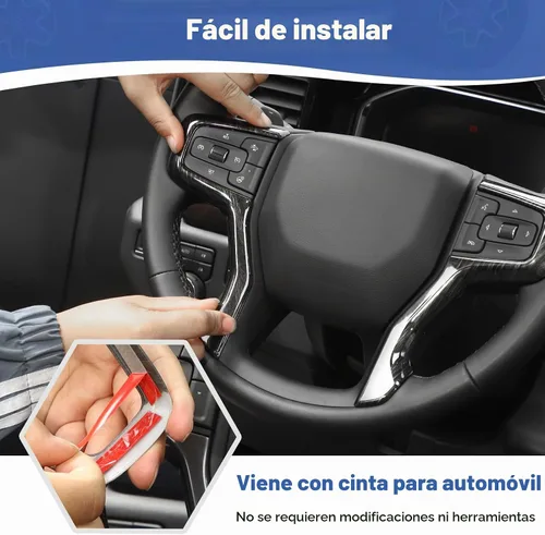 Vista 5 de RT-TCZ Para Silverado - Panel de volante para Chevy Tahoe 2021 Up Suburban 2020 Up Silverado 2019 Up Negro grano de madera accesorios interiores 2